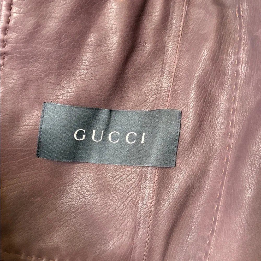 Gucci brown 100% soft leather 2 button lapel collar jacket blazer coat sz Lg